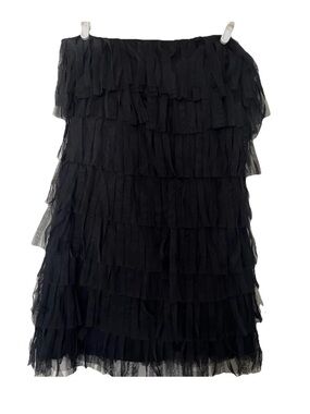 Ann Taylor Black Tiered Ruffle Strapless Dress size 10